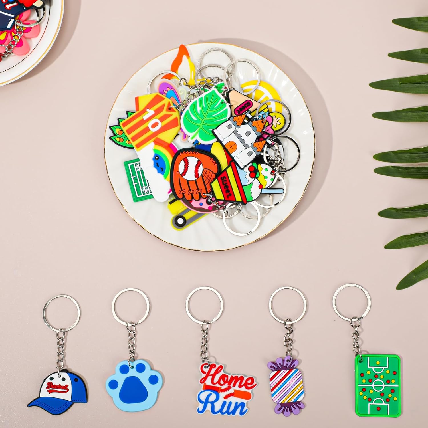 70PCS Cartoon Keychains Bulk for Kids Party Favors and School Events