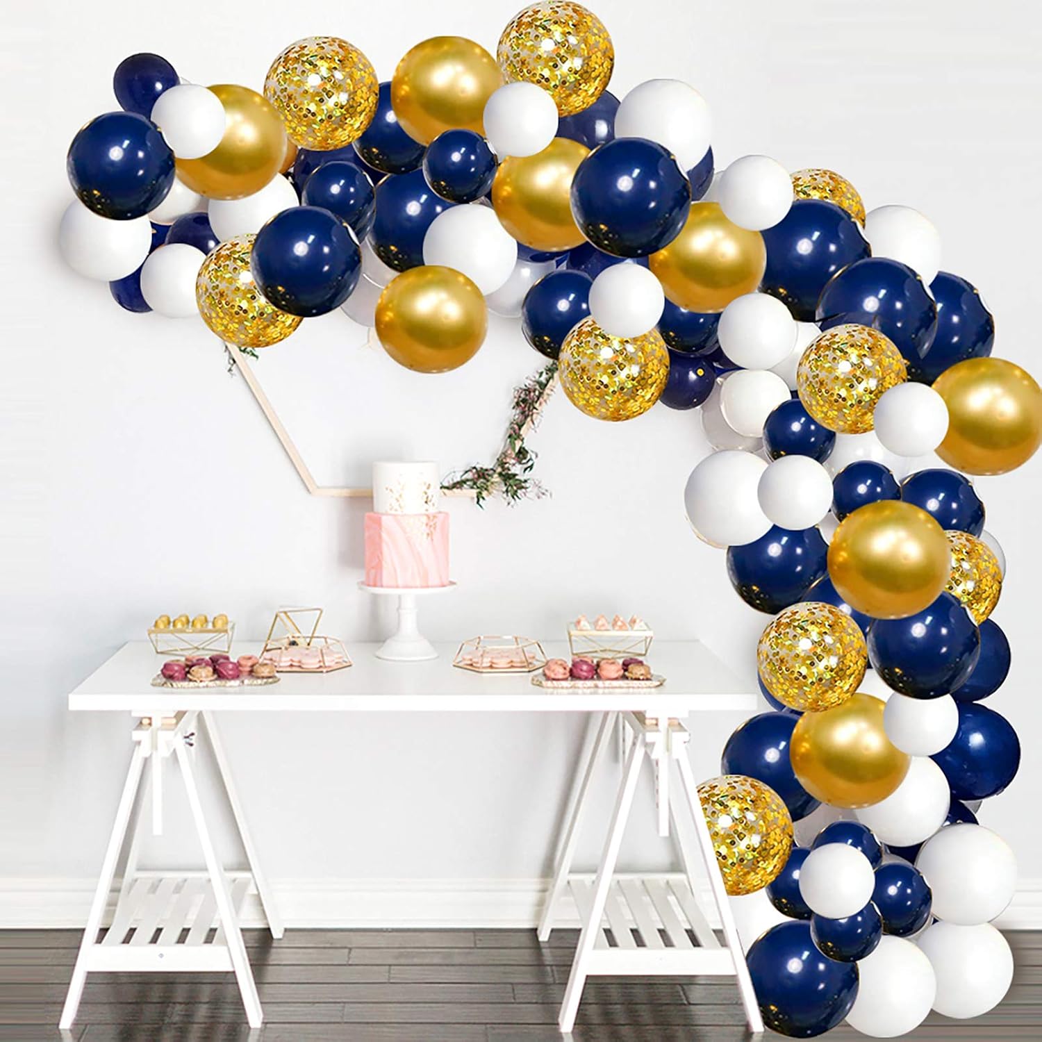Navy Blue Gold Balloons Garland Kit 120 pcs