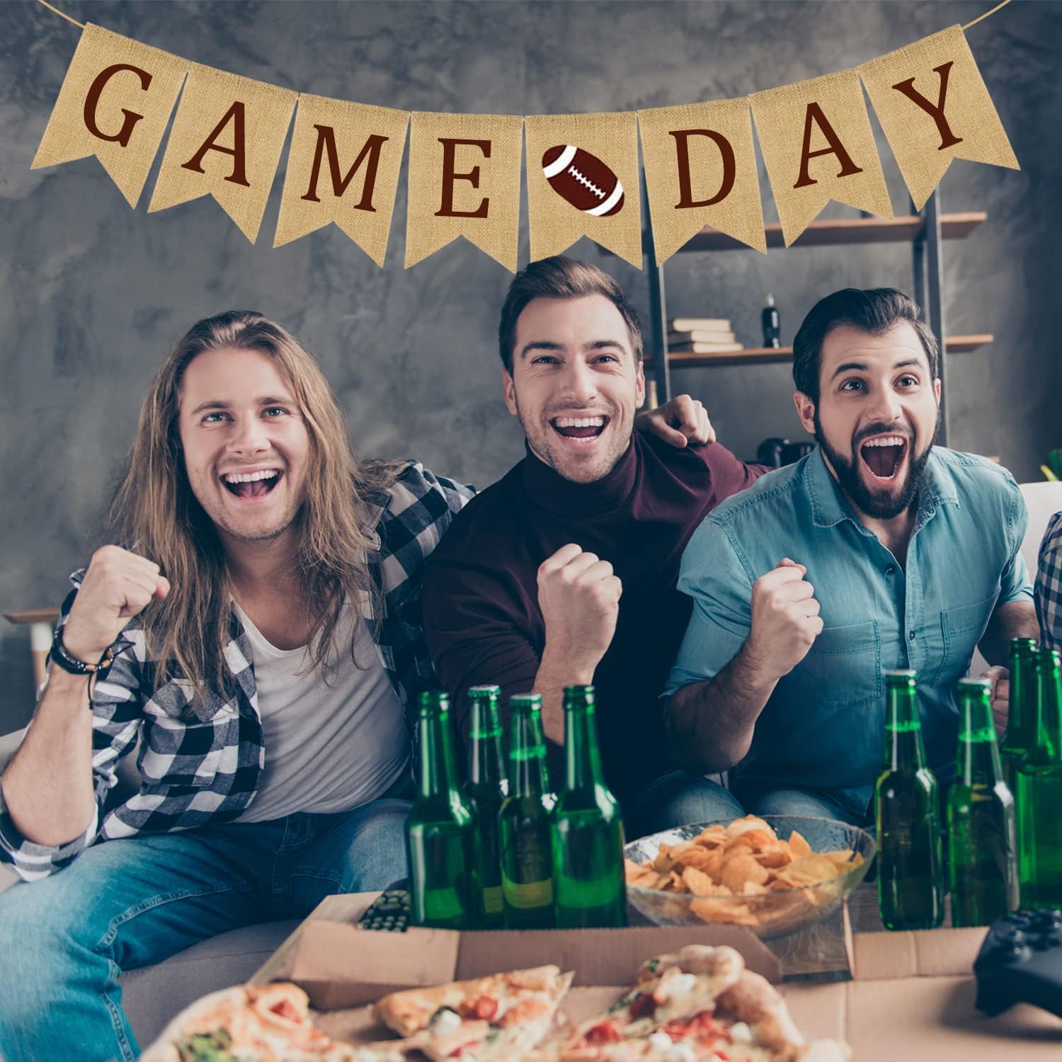 Doumeny Football Game Day Burlap Bunting Banner Set