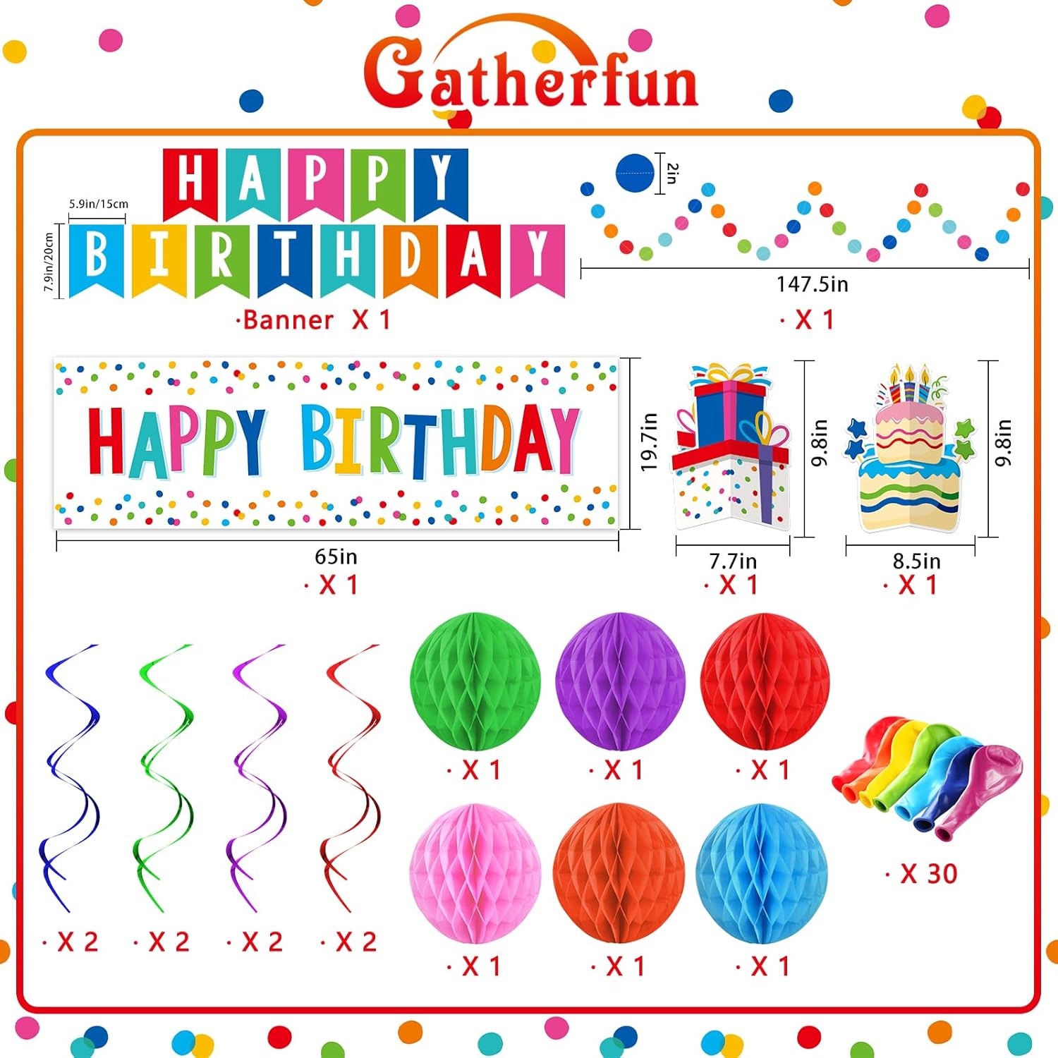 Happy Birthday Decorations Kit with Banner Backdrop Garland Streamers Balloons