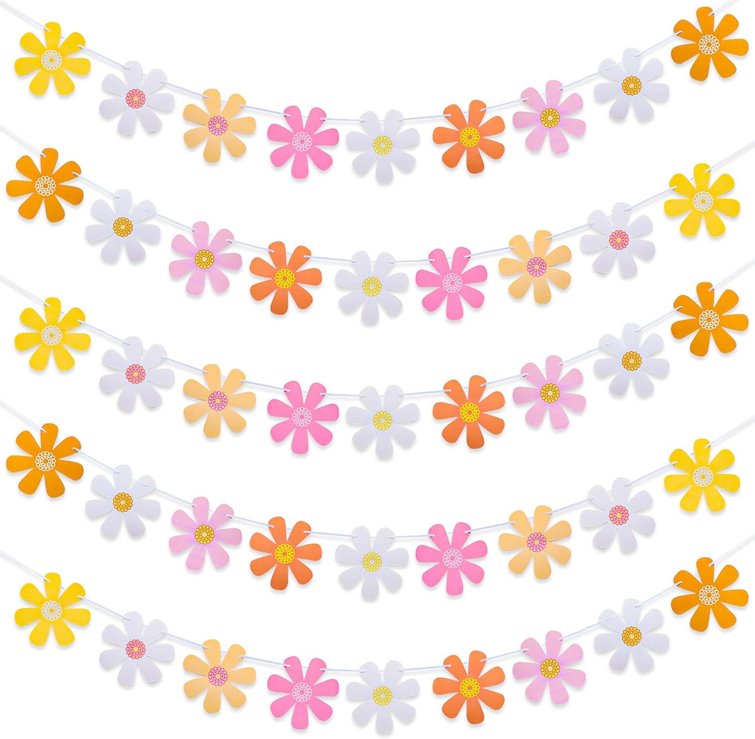 Set of 5 Daisy Paper Garland Boho Decor Banners
