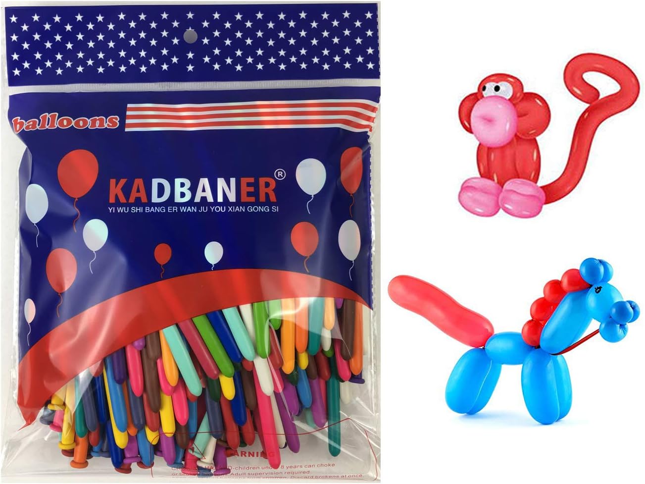 KADBANER 260Q Long Balloons 100 Pack for Parties