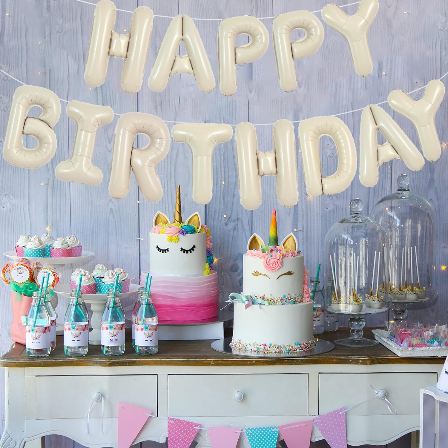TONIFUL Happy Birthday Balloon Banner Sign