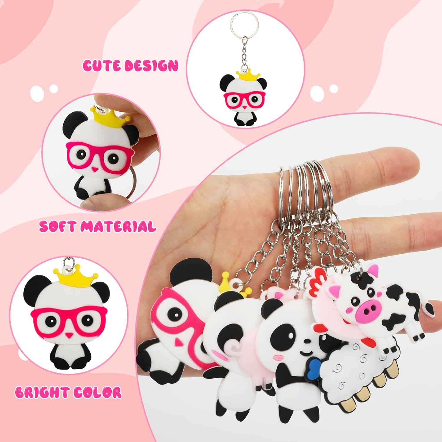 70PCS Cartoon Keychains Bulk for Kids Party Favors and School Events