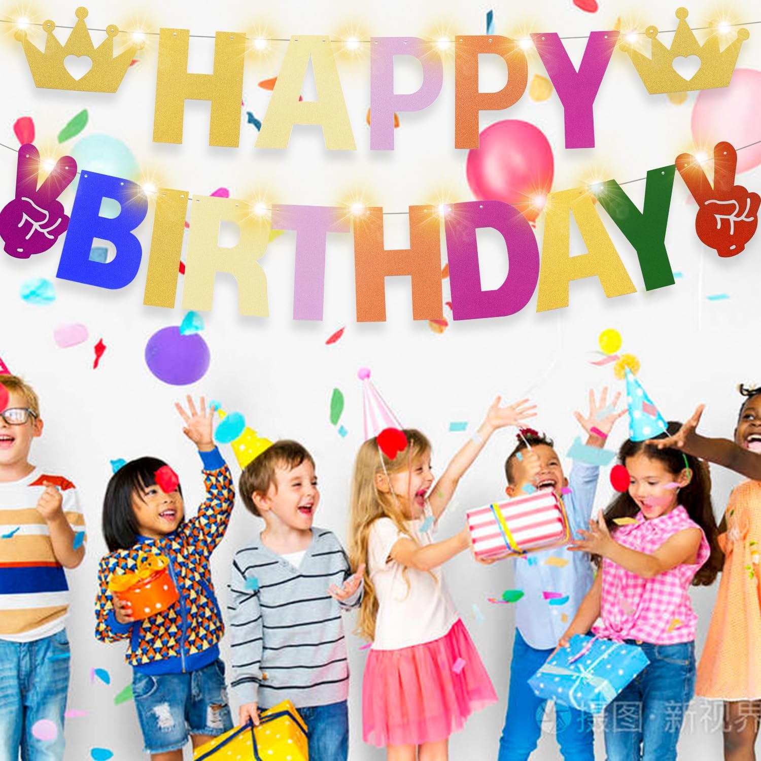 Glitter Gold Birthday Banner Kit DIY Decor 167 Pieces