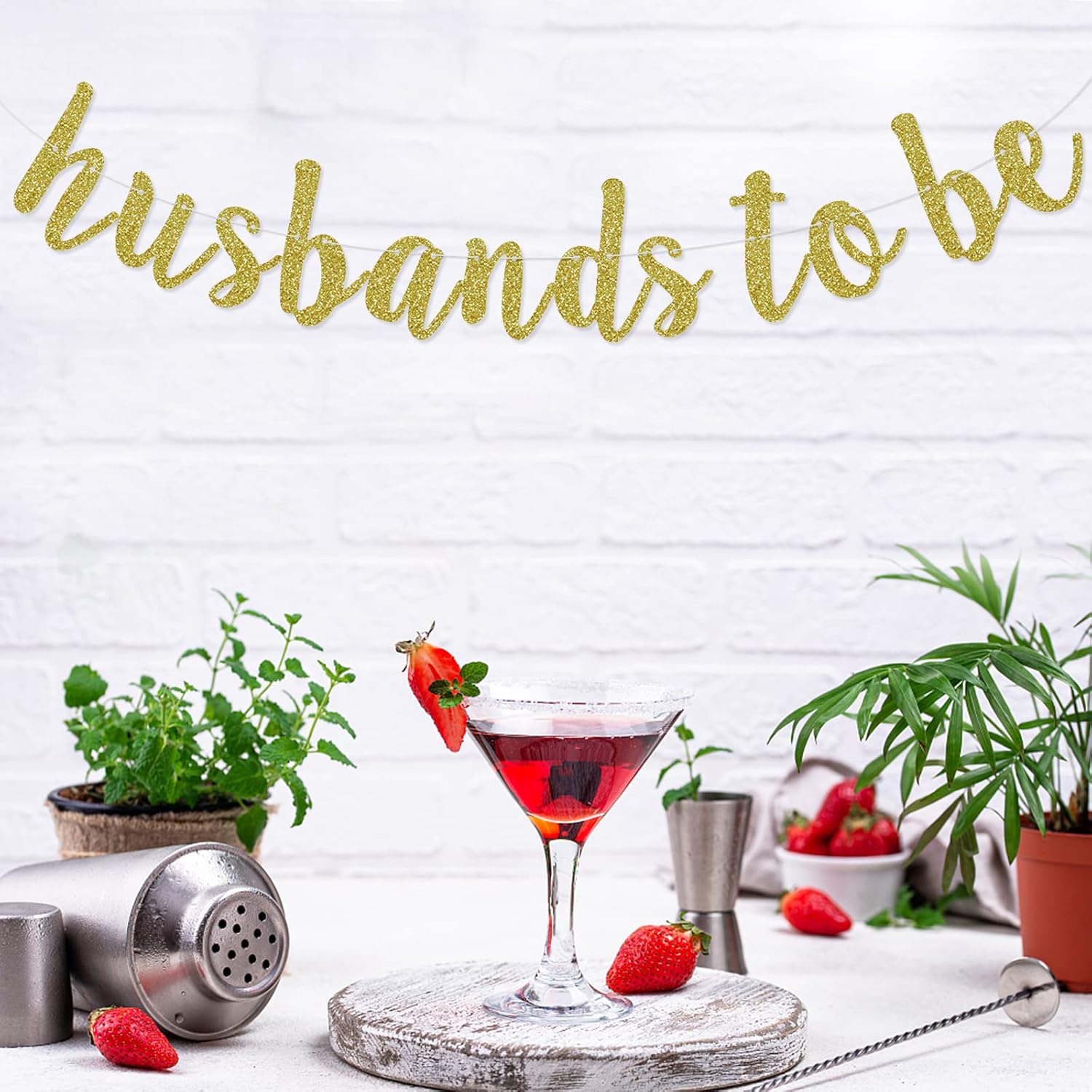 Husbands To Be Banner Gold Glitter Pre-Strung