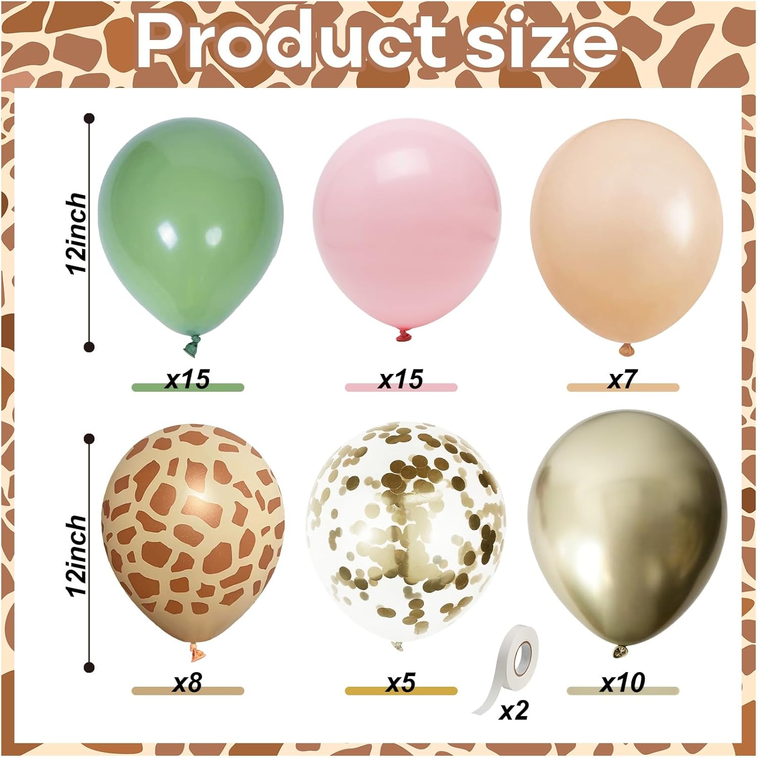Pink Jungle Safari Balloons 60PCS Party Decorations