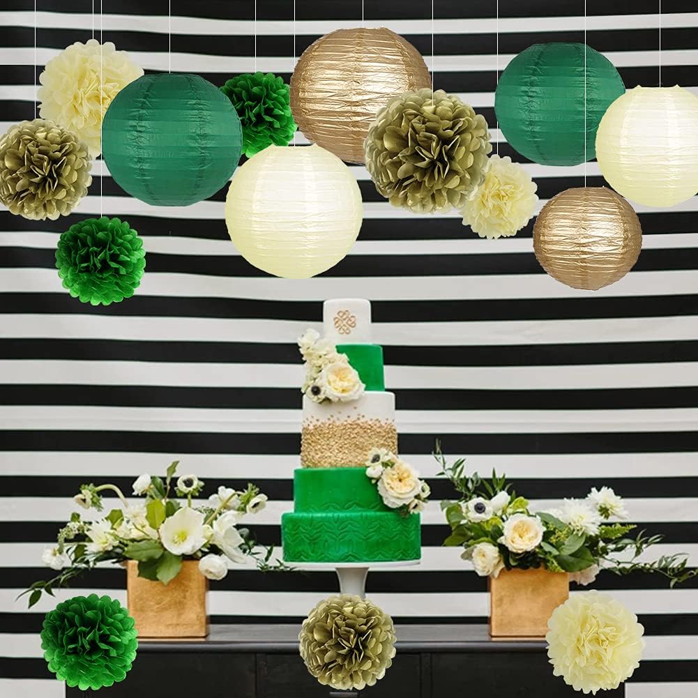Green Gold Party Decorations 15PCS Set