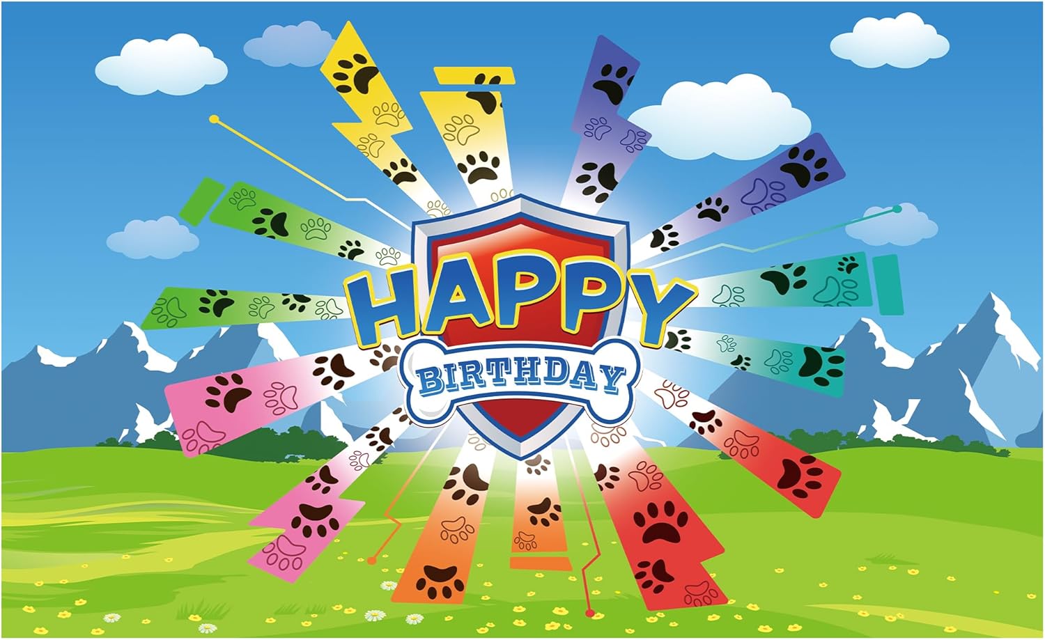 Dog Paw Birthday Banner Decorations 708x433 Inch