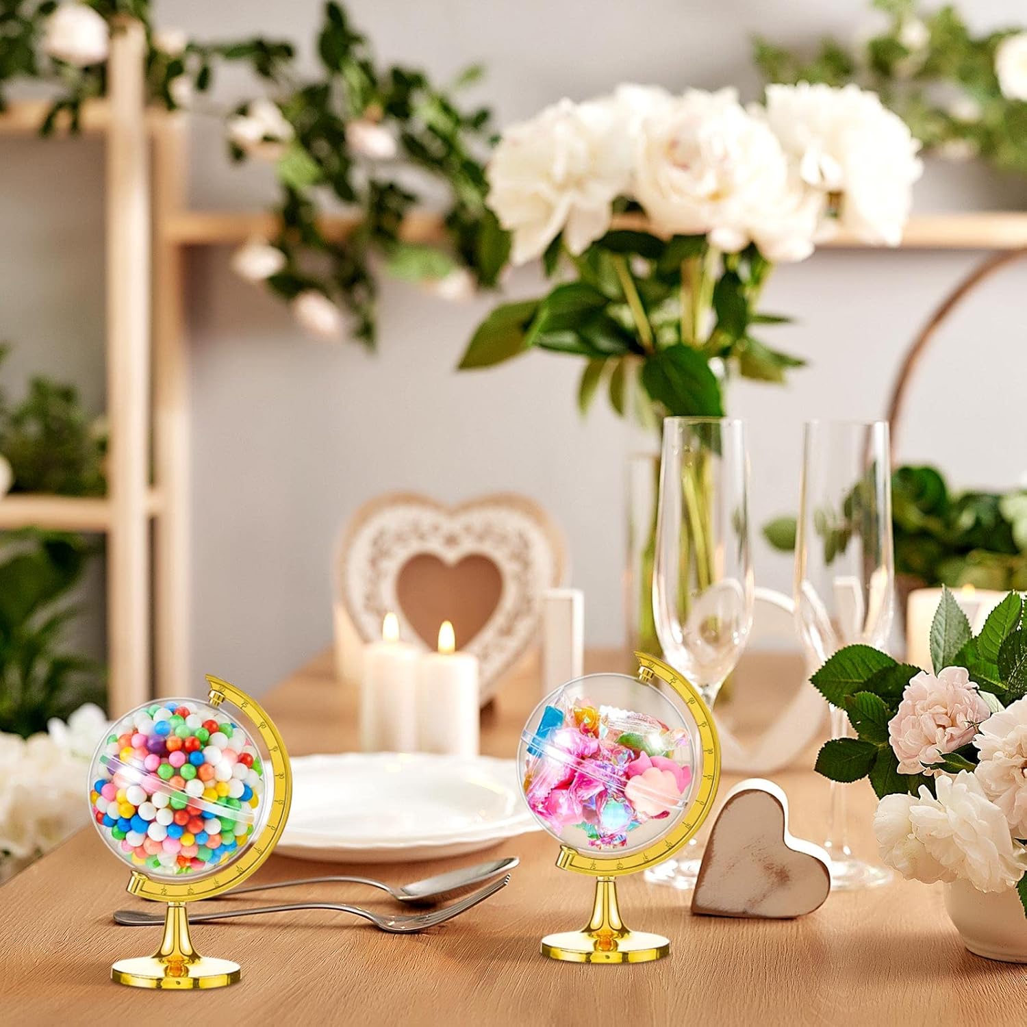 60 Pieces Mini Globe Candy Containers Gold Party Favors