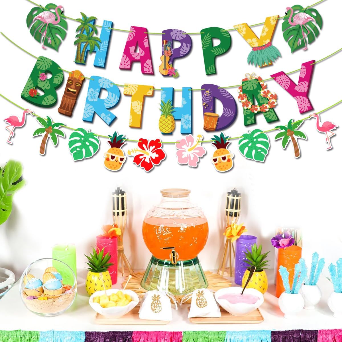 Hawaiian Birthday Banner 3 Pack Luau Decorations