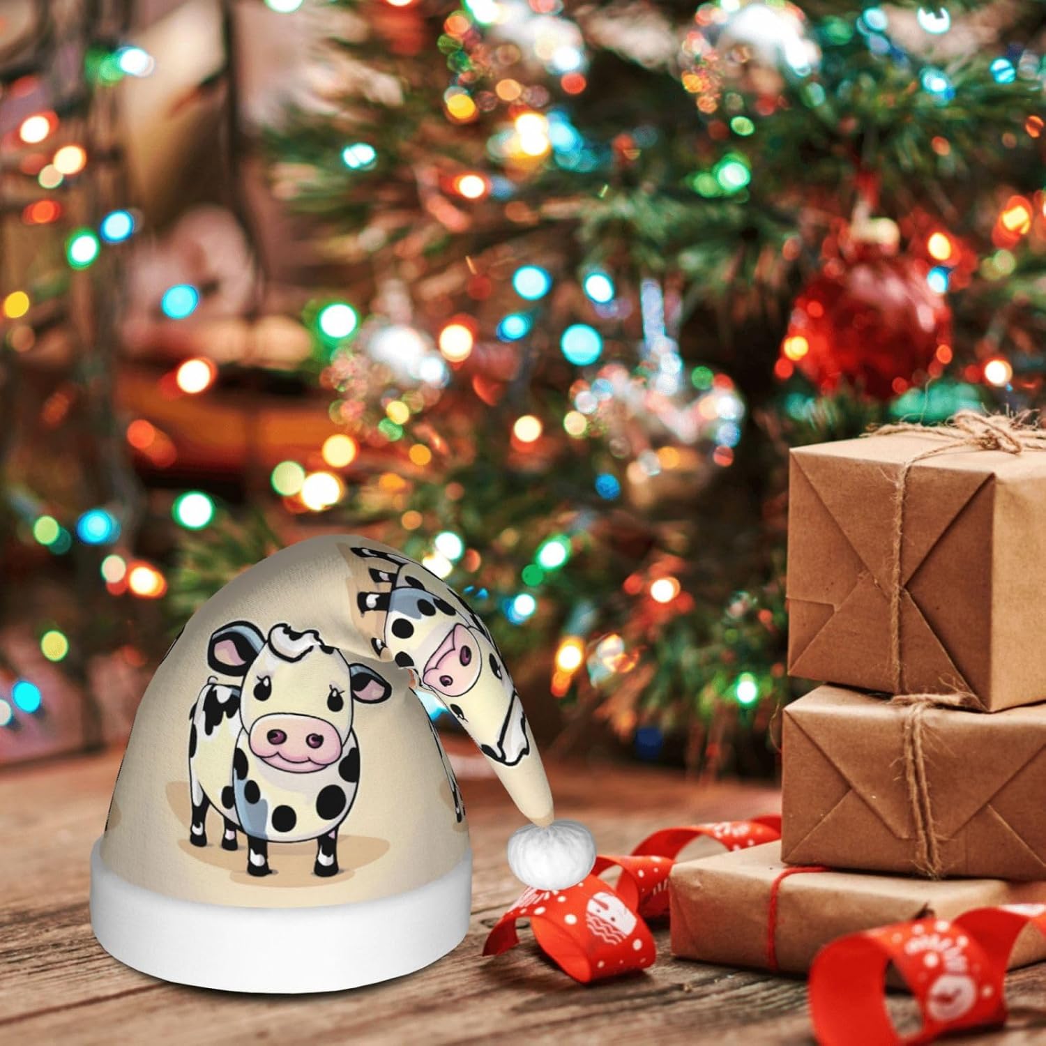 QinZheng Cartoon Milk Cow Santa Hat