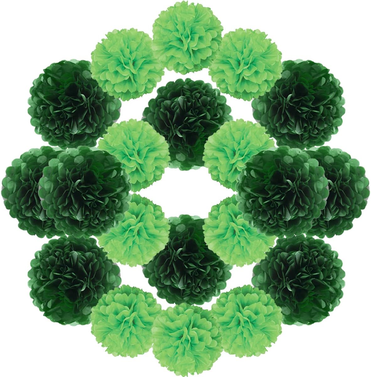YLYs Love Tissue Pom Poms 20pcs 6inch 8inch Green Dark Green