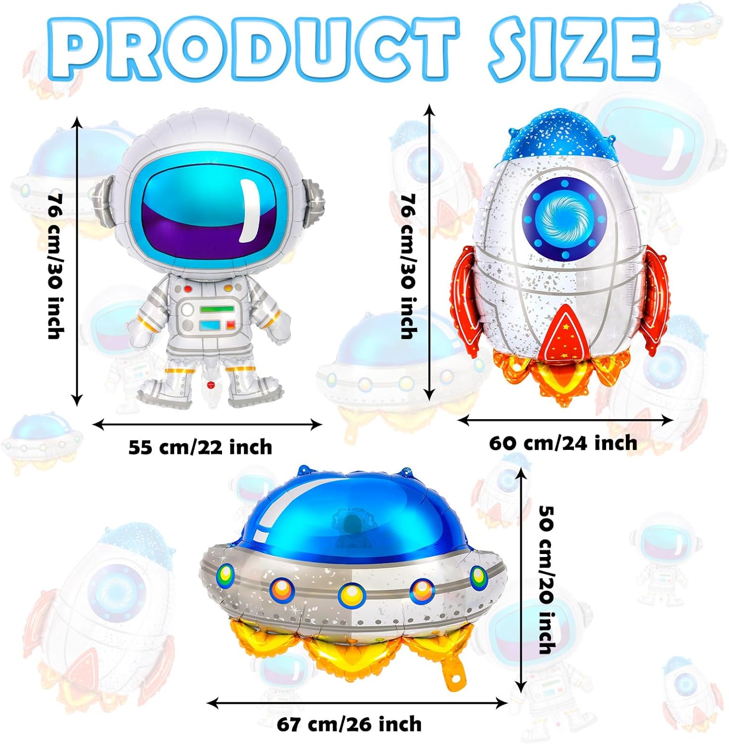 6 Pcs Astronaut UFO Rocket Foil Balloons for Kids