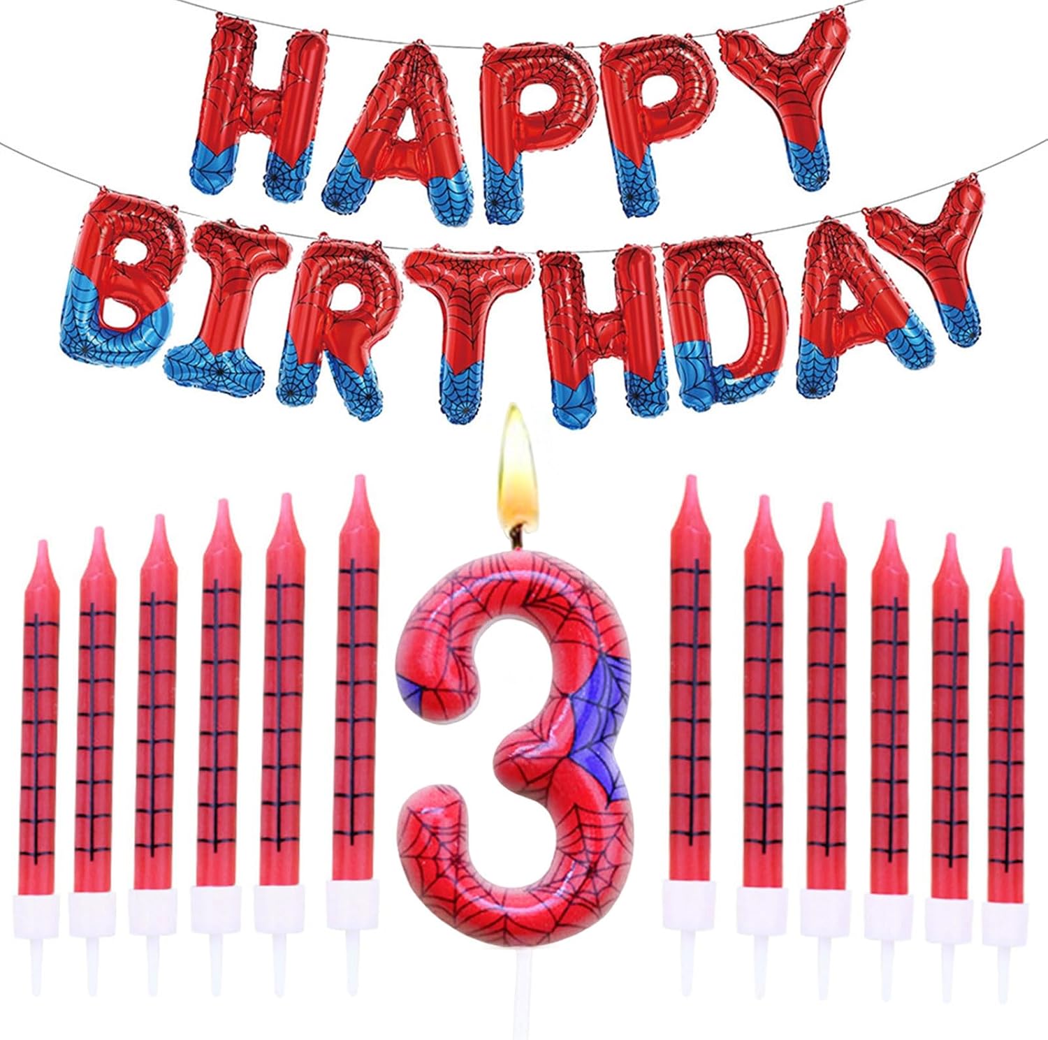 Spider Themed Birthday Banner and Candle Set
