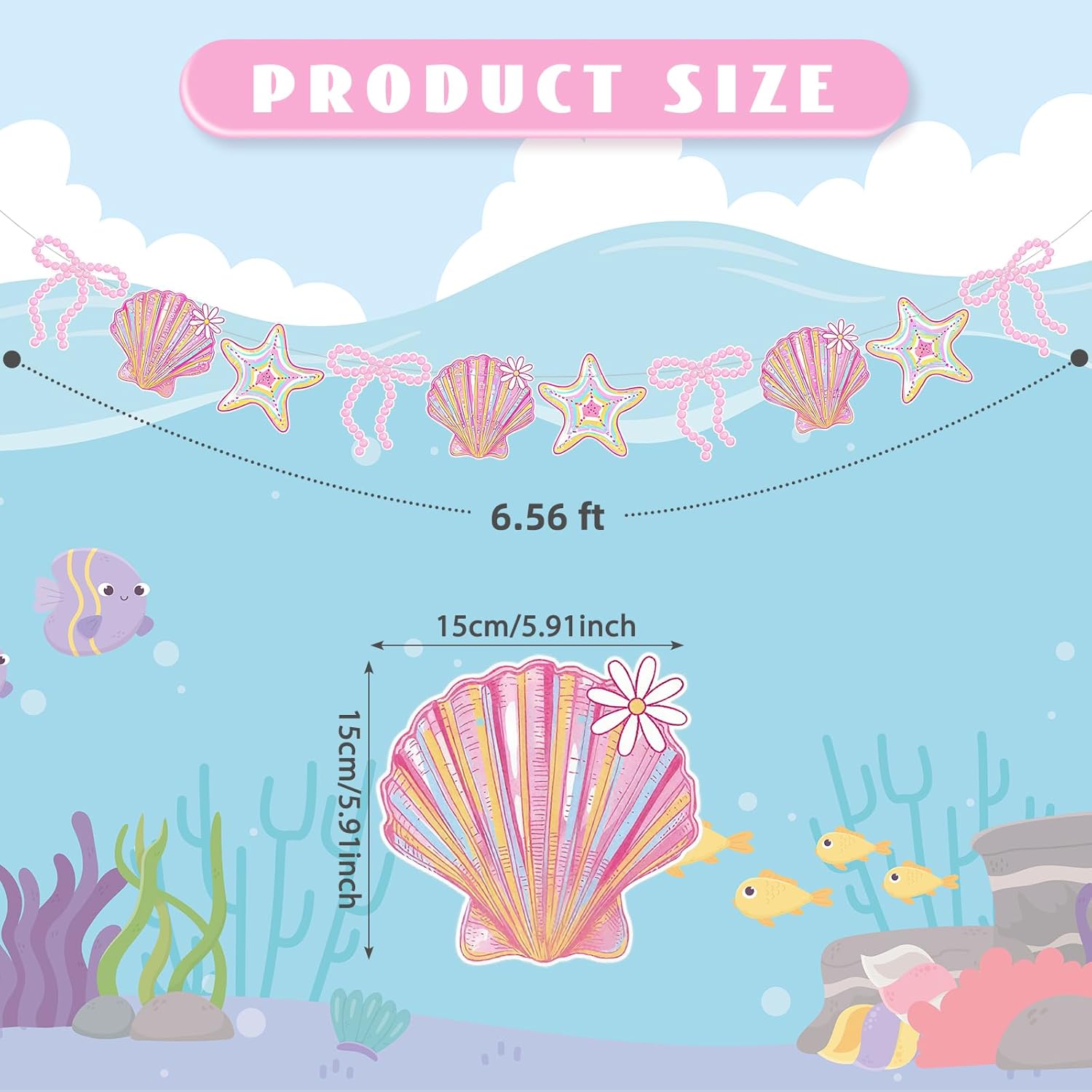 Oudain 2 Pack Pink Bow Seashell Garland