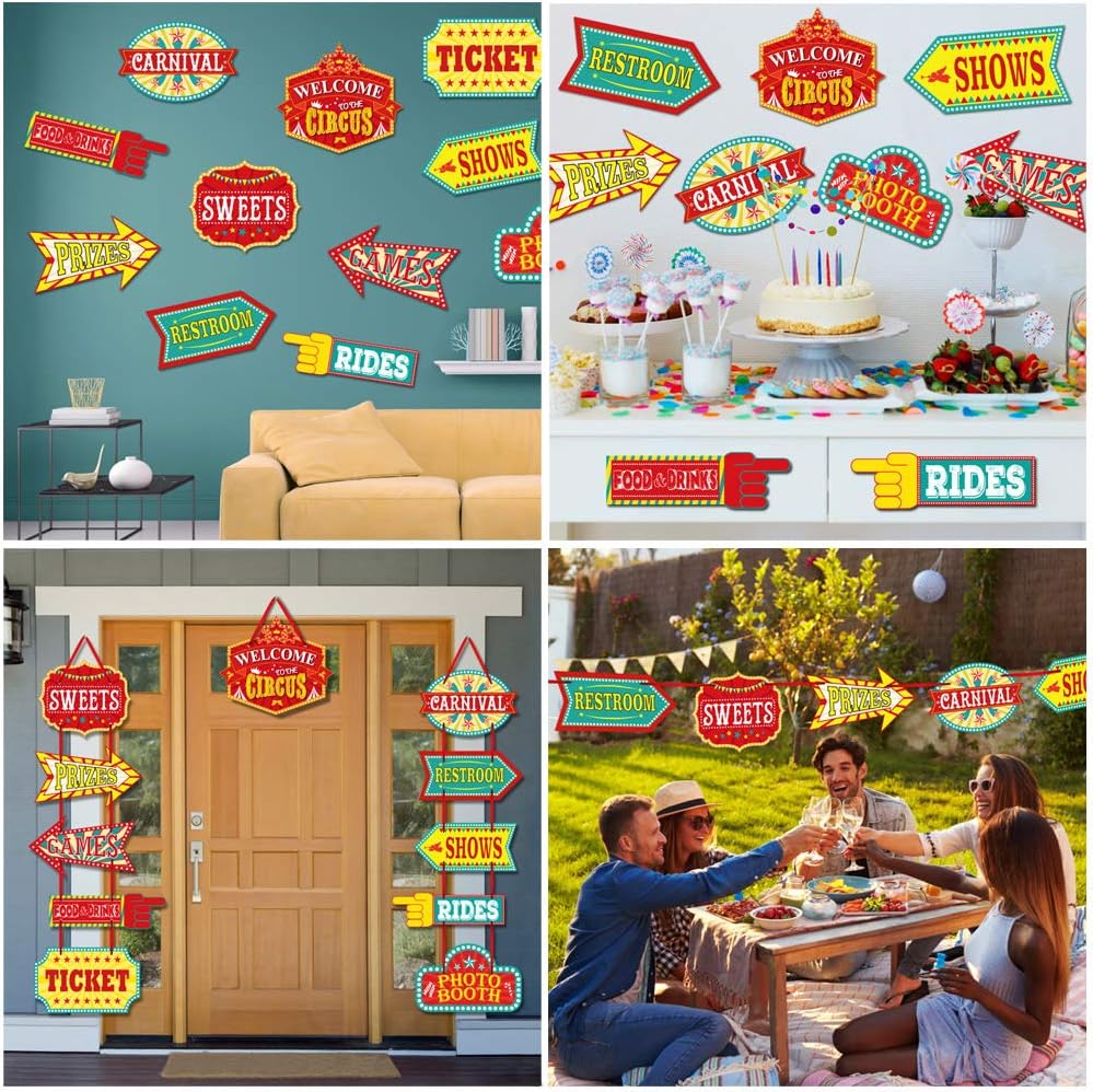 KATUMO Carnival Decorations 11 Pcs Circus Party Signs