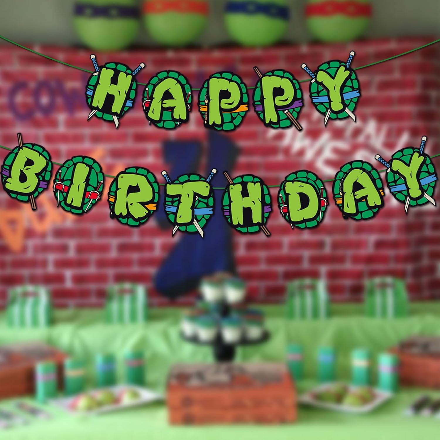 Superhero Birthday Banner Green Party Decorations