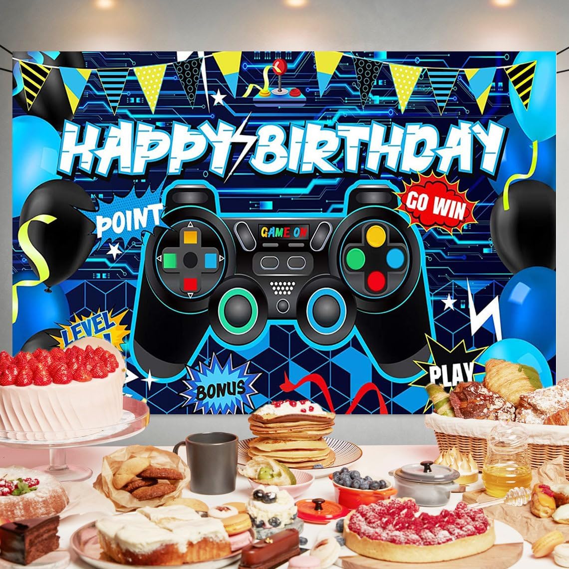 Gaming Birthday Backdrop Banner 708 x 472 Inches