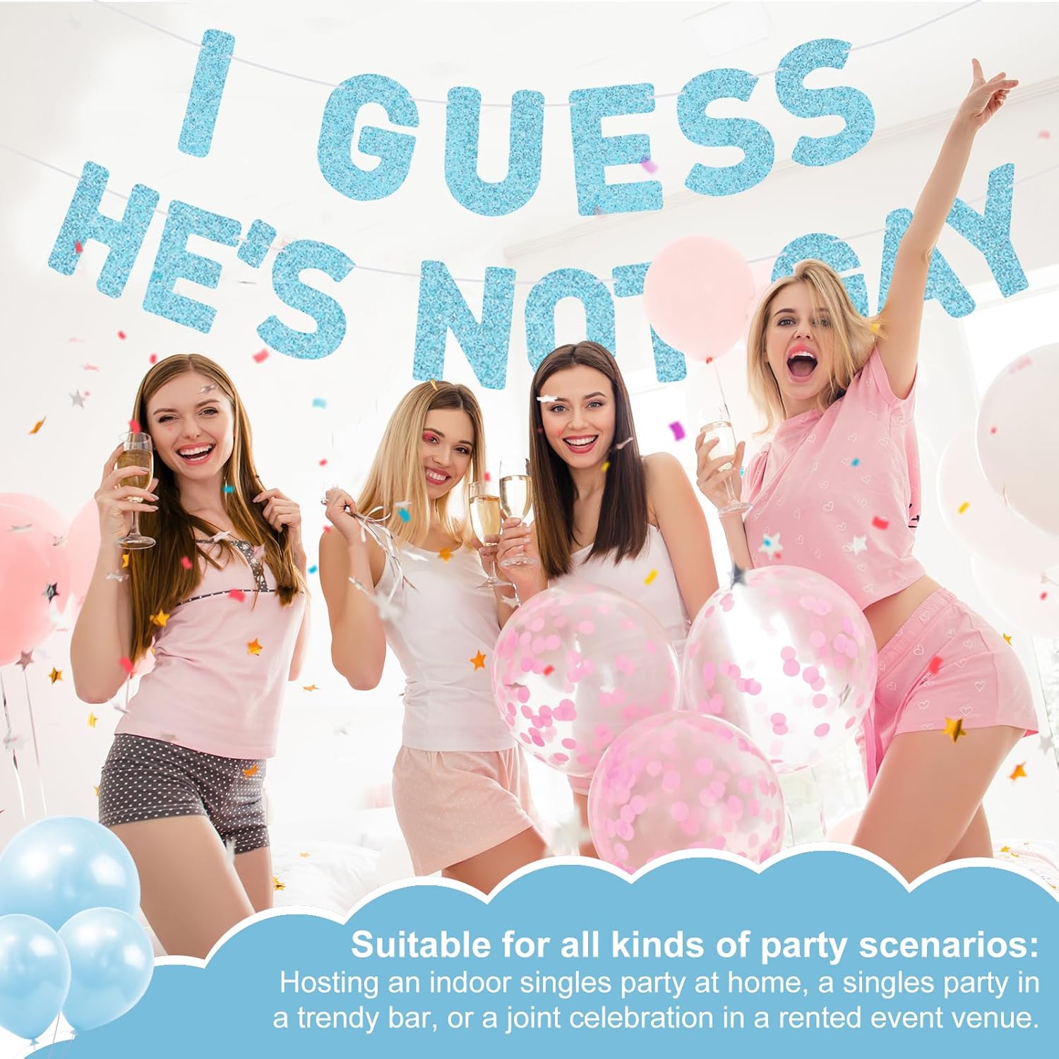 Funny Bachelor Party Banner with Glitter