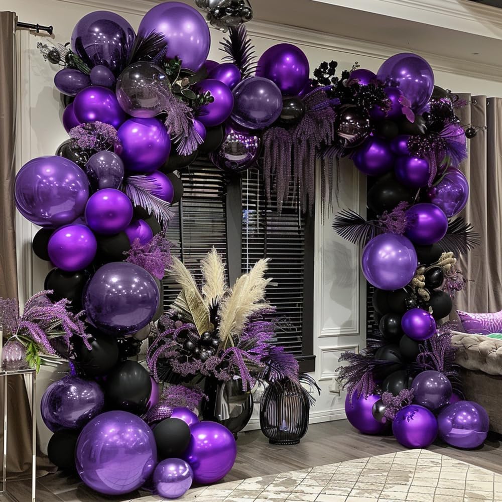 Purple and Black Balloons Garland Arch Halloween Party Decoration Kit
