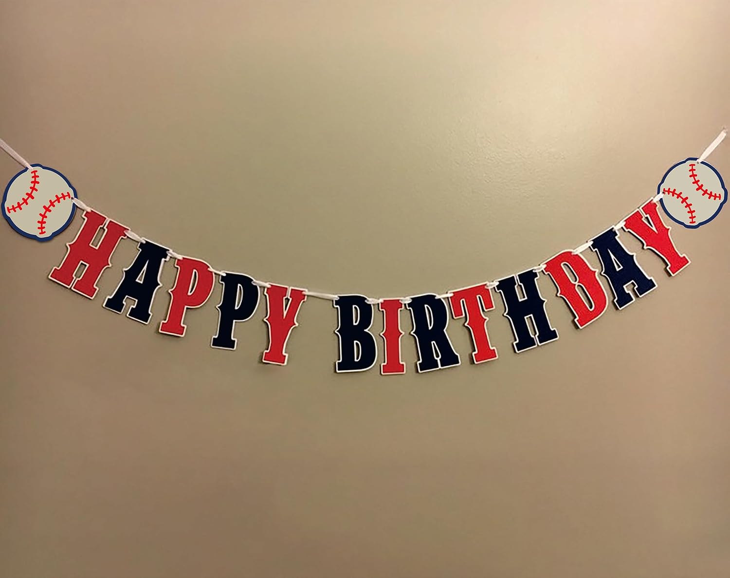 Baseball Birthday Banner Set Navy Blue Red White