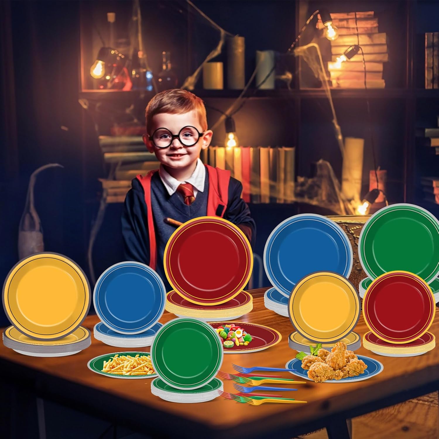 96Pcs Wizard School Party Plates and Napkins Set