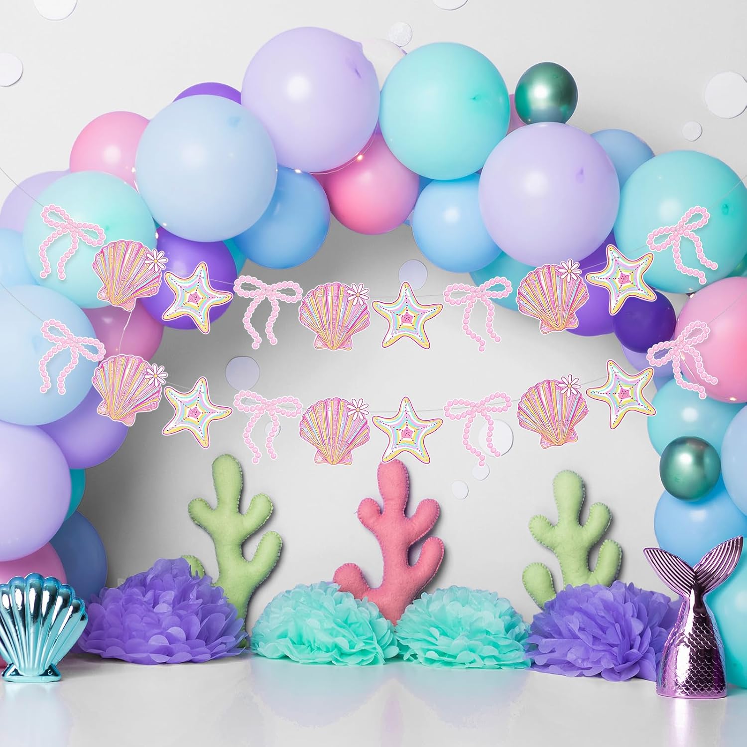 Oudain 2 Pack Pink Bow Seashell Garland
