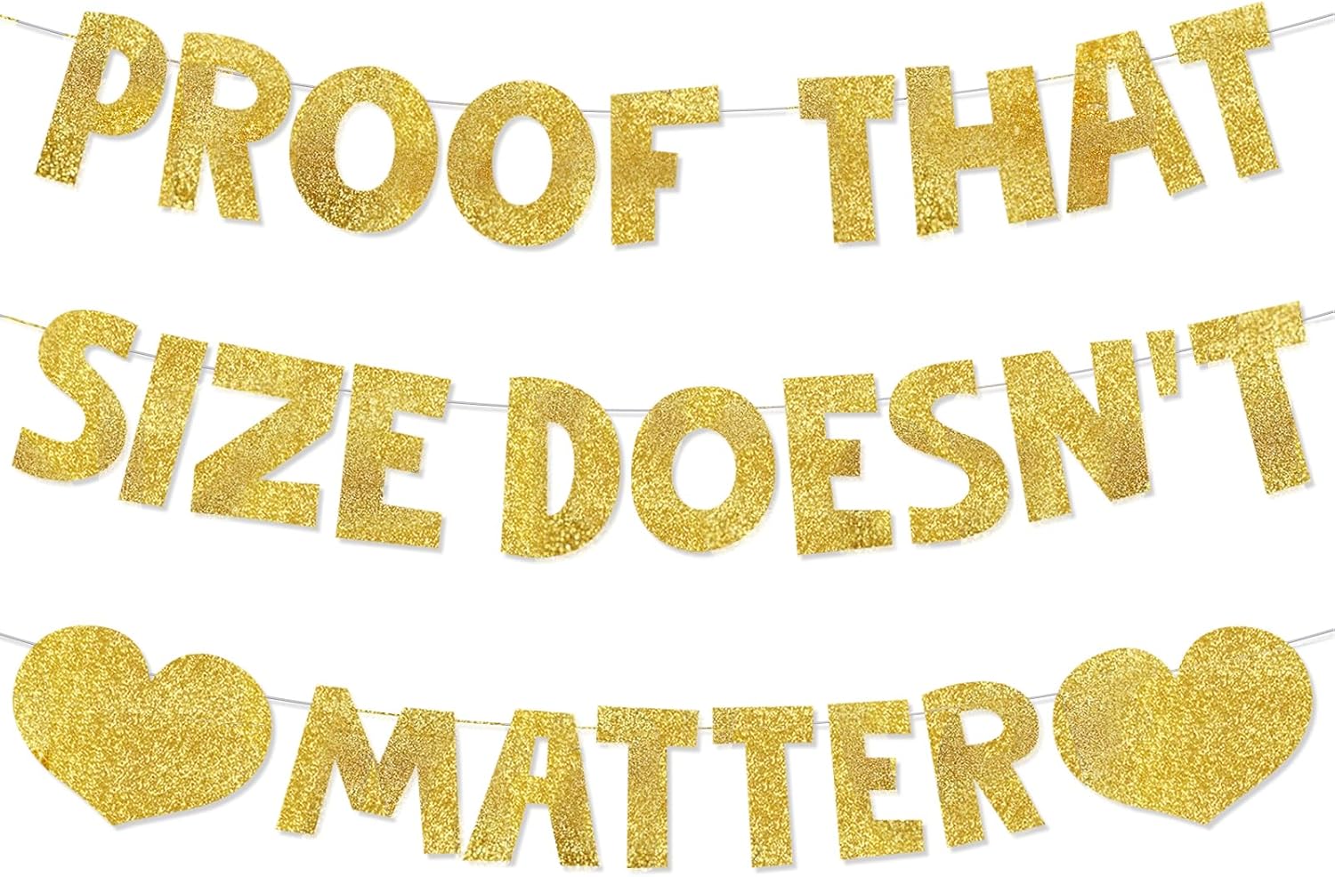 Proof That Size Doesnt Matter Gold Glitter Banner