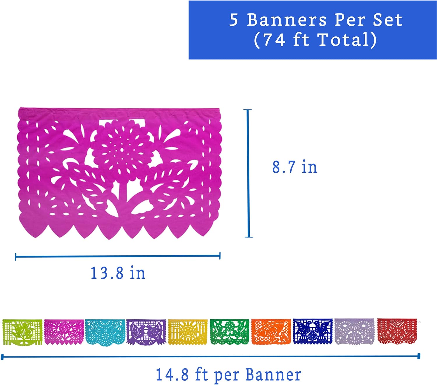 Mexican Party Banners 5 Pack Tissue Paper