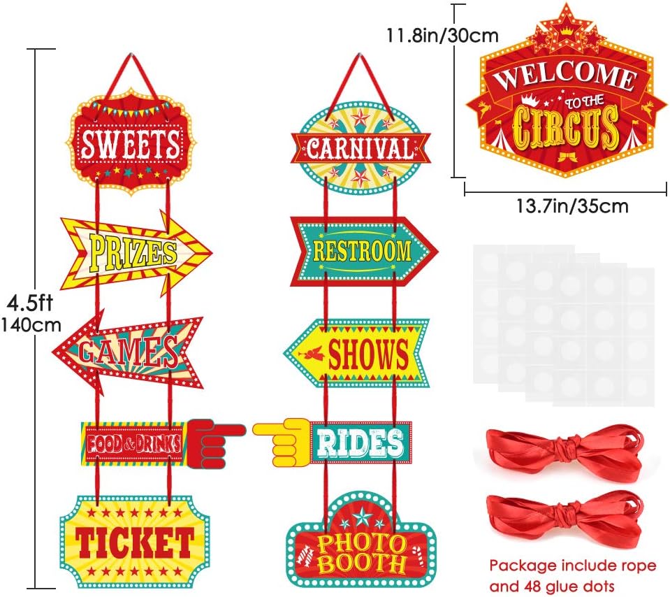 KATUMO Carnival Decorations 11 Pcs Circus Party Signs
