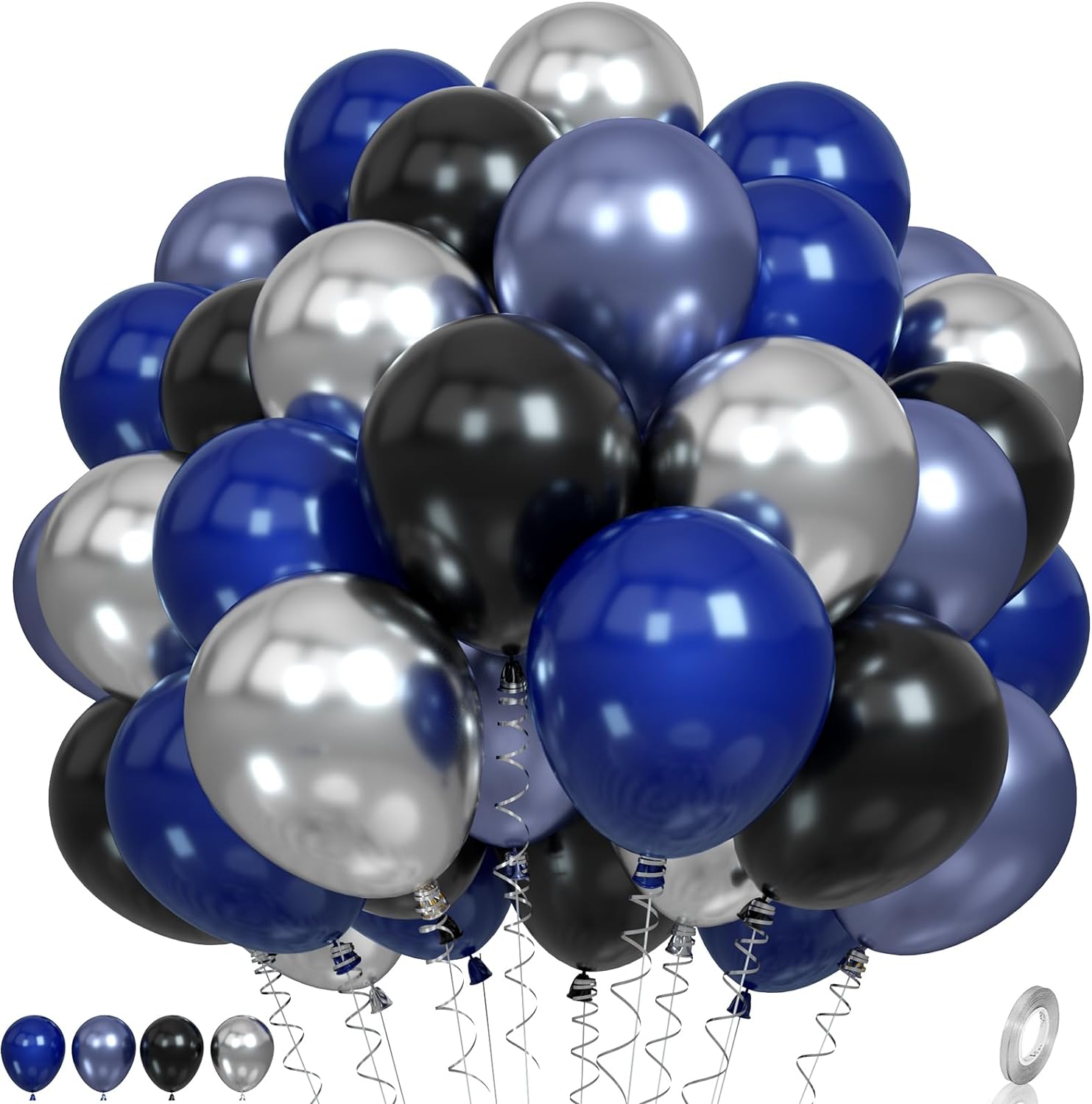 Paready Blue and Black Balloons Set for Parties