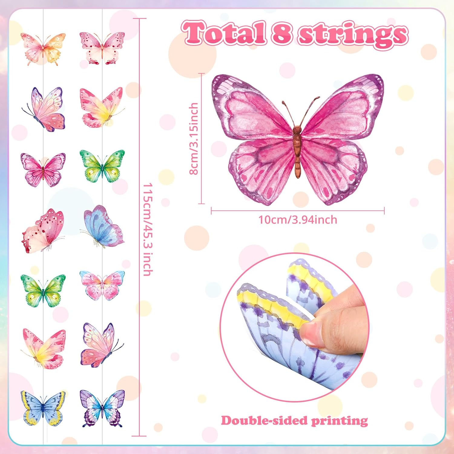 Capoda 8 Pcs Butterfly Decor Garlands for Parties