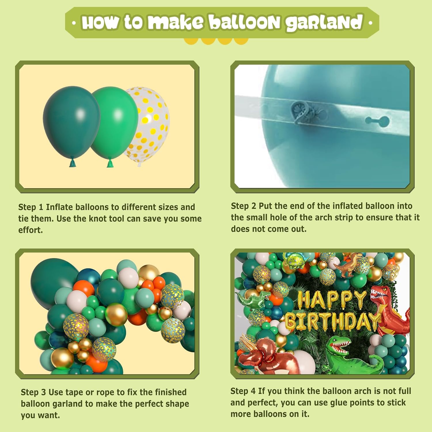 Amandir Dinosaur Balloon Garland Kit 165Pcs