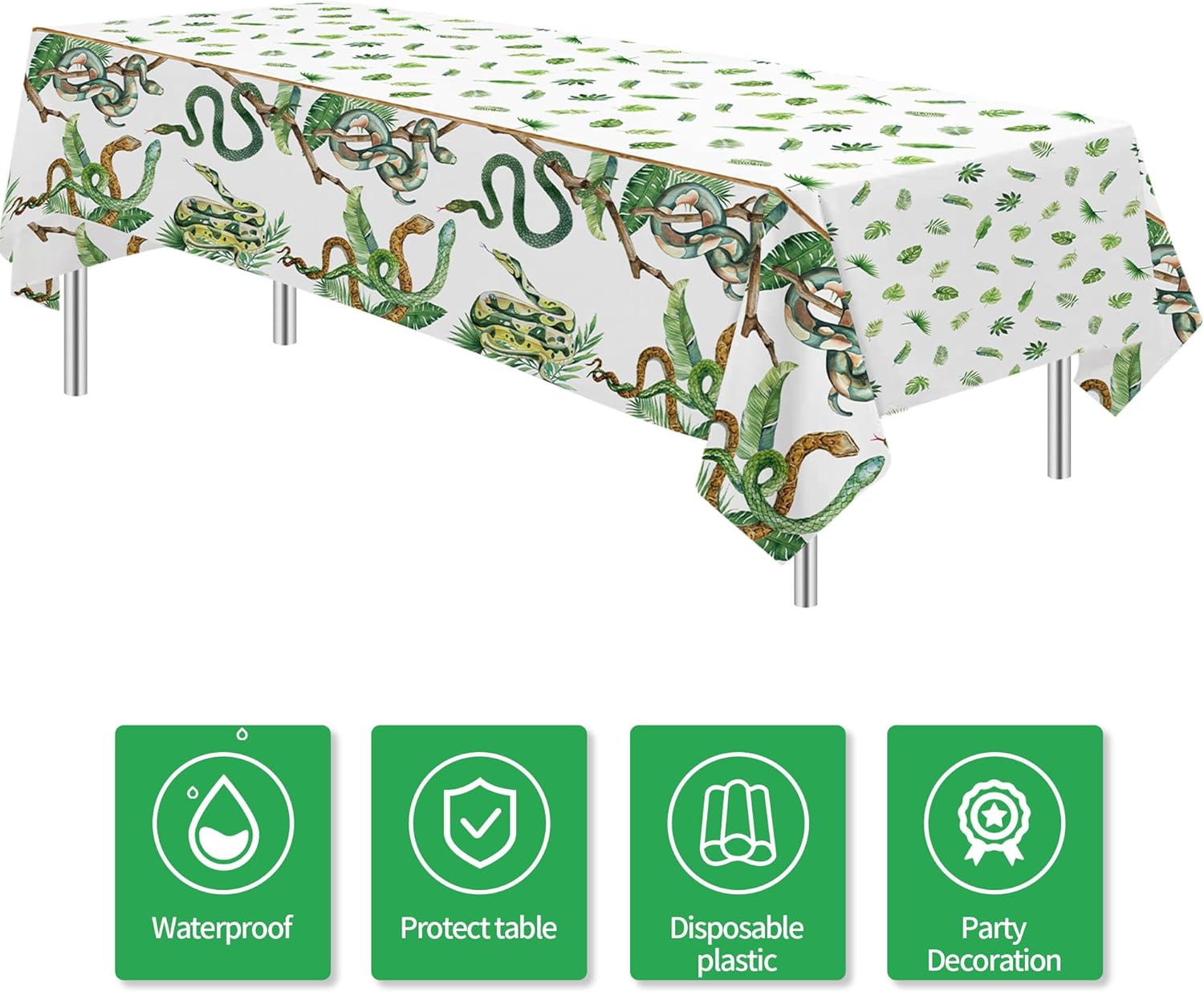Snake Party Tablecloth - 3 Pack Jungle Theme Table Cover
