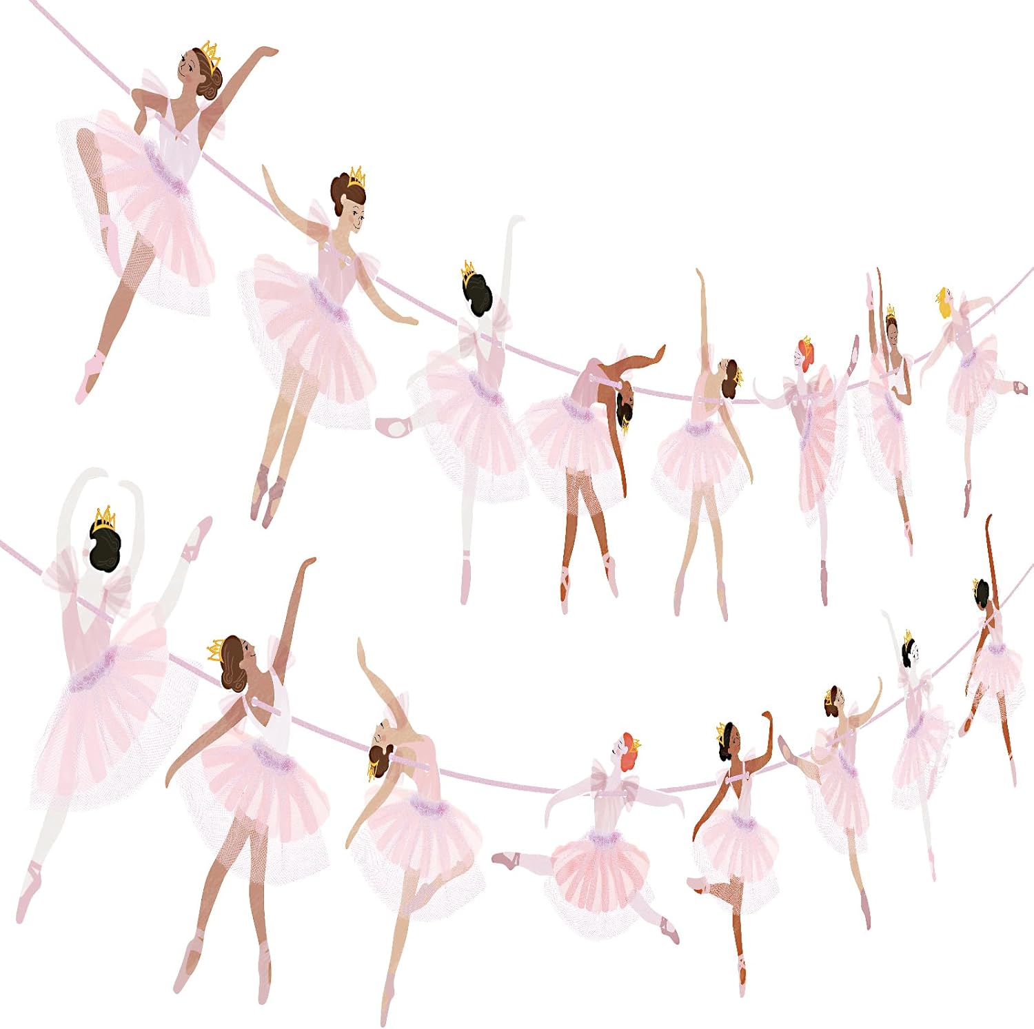 2 Pcs Ballerina Dancer Hanging Garland for Birthday Parties