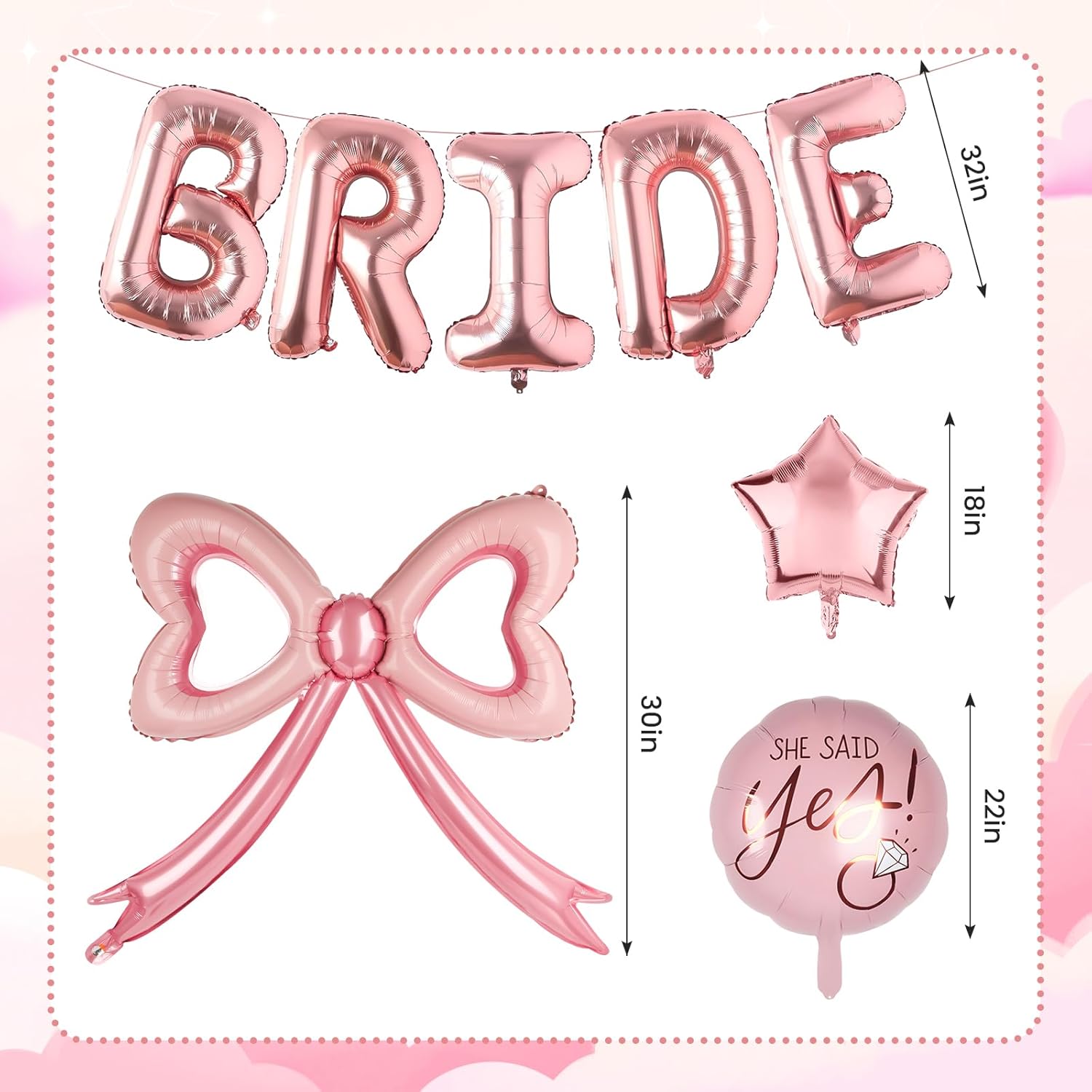 Rose Gold Bride Balloons Decor Kit
