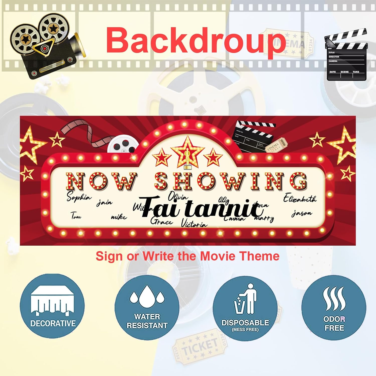 Movie Night Party Decorations 60 pcs Kit