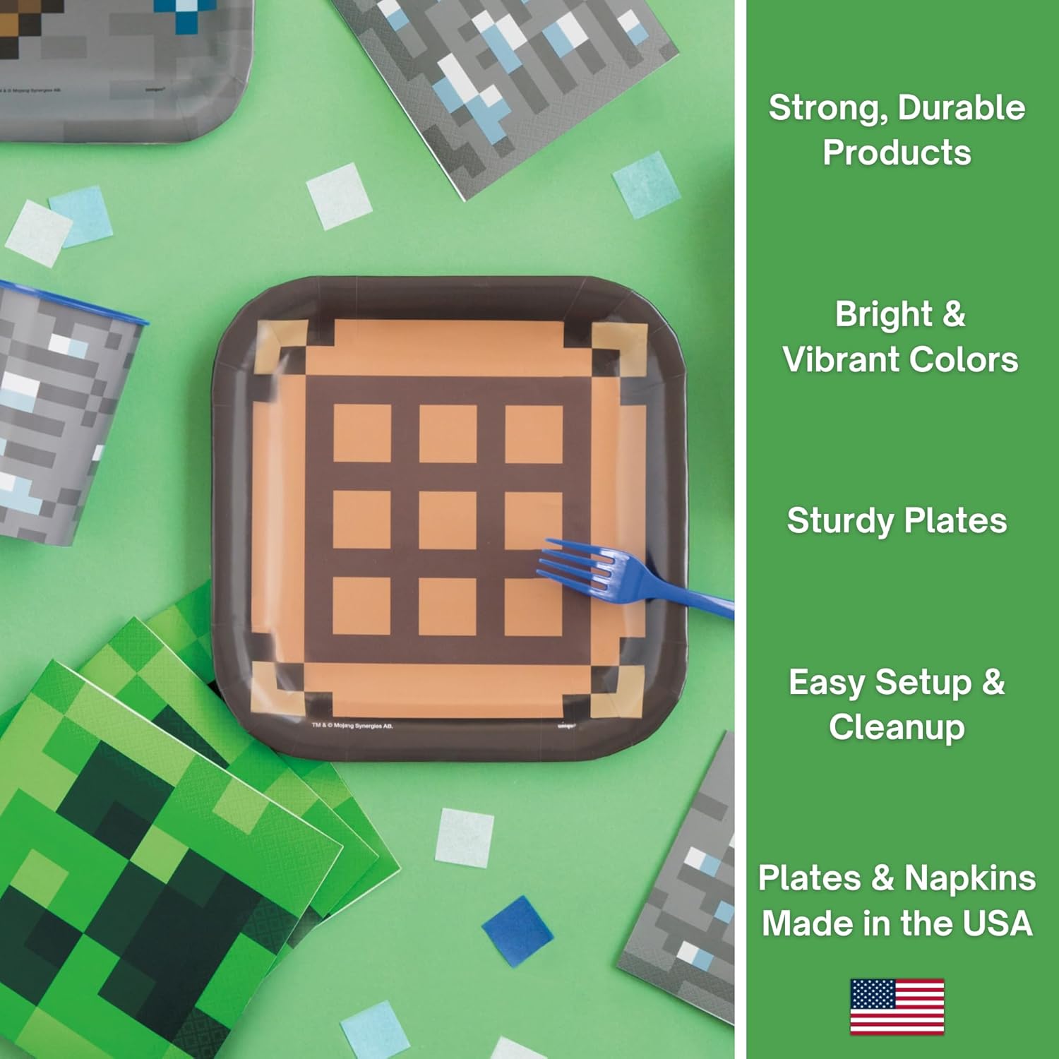 Unique 32 Minecraft Plates and Napkins Set