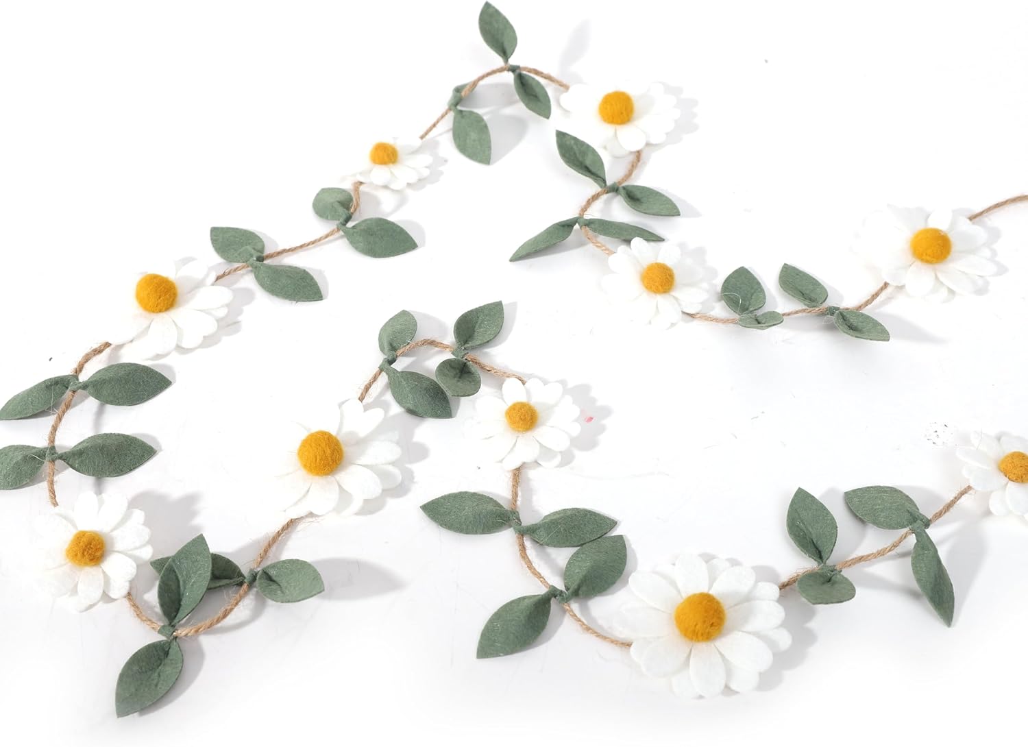 Wool Felt Daisy Chain Banner Garland for Birthday Decorations