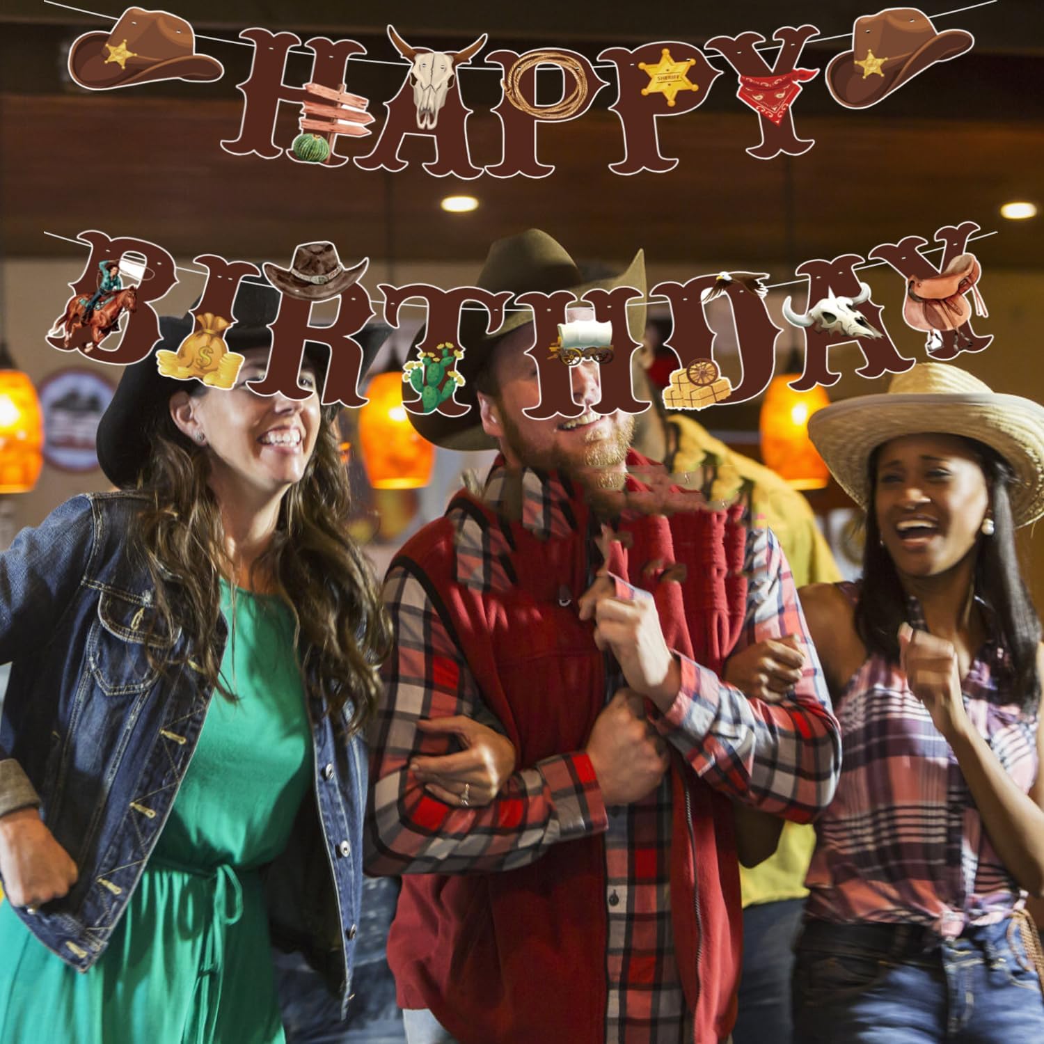 Western Cowboy Birthday Banner Decoration Set