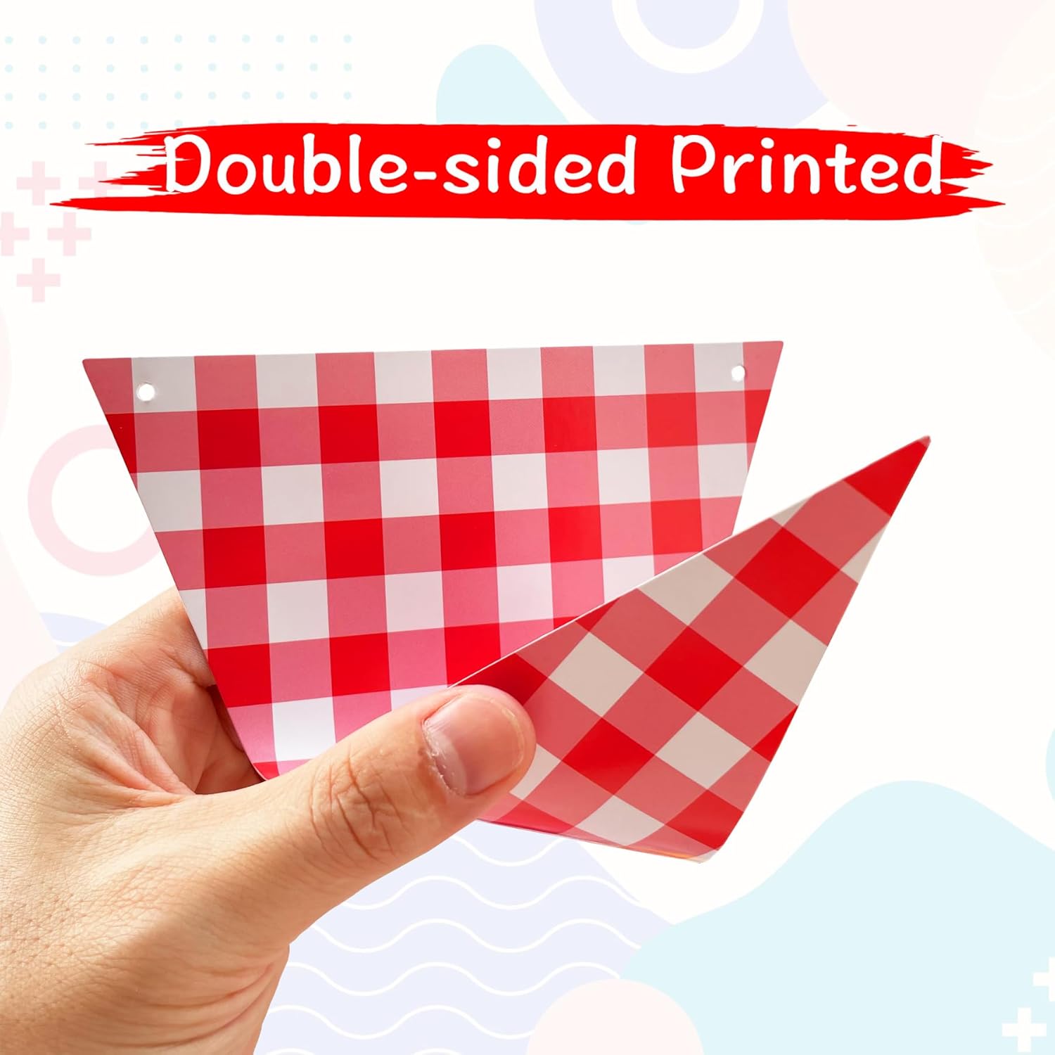 VILIFEVER 2 Piece Red White Checkered Banner