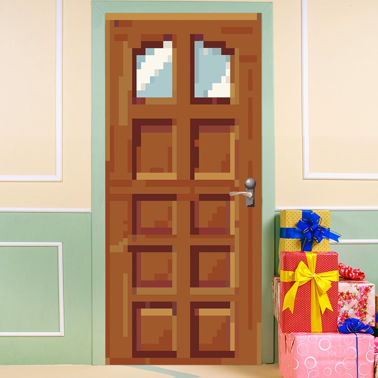 Pixel Door Decor with Lanyards and Rope