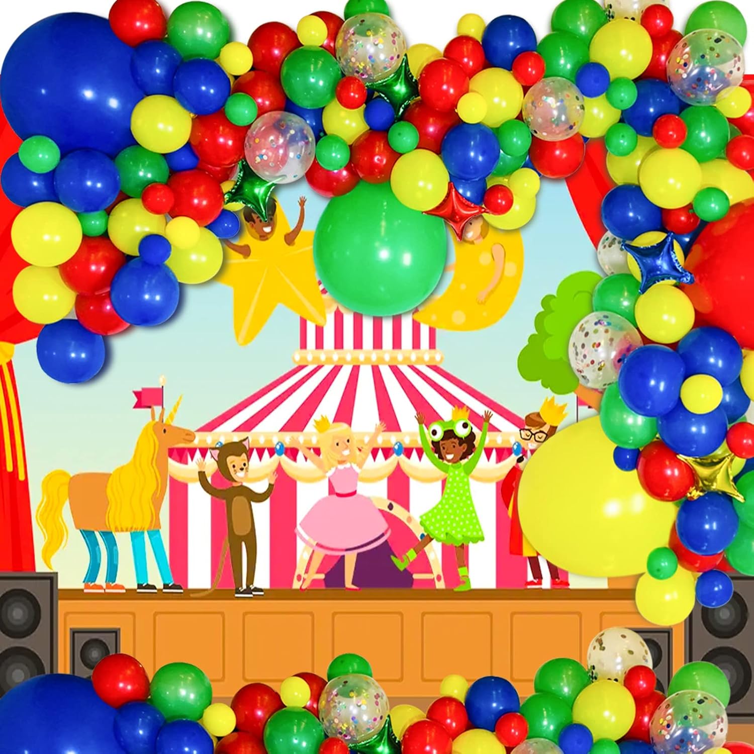 12 Inch Red Blue Green Yellow Balloons 100 Pack