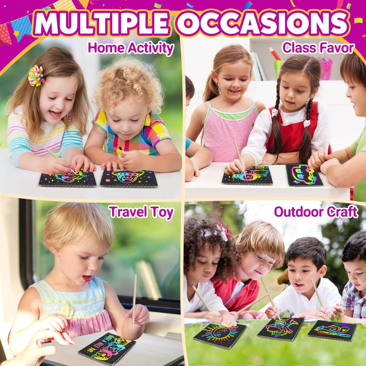 Pigipigi Kids 24-Pack Scratch Art Party Favors Set