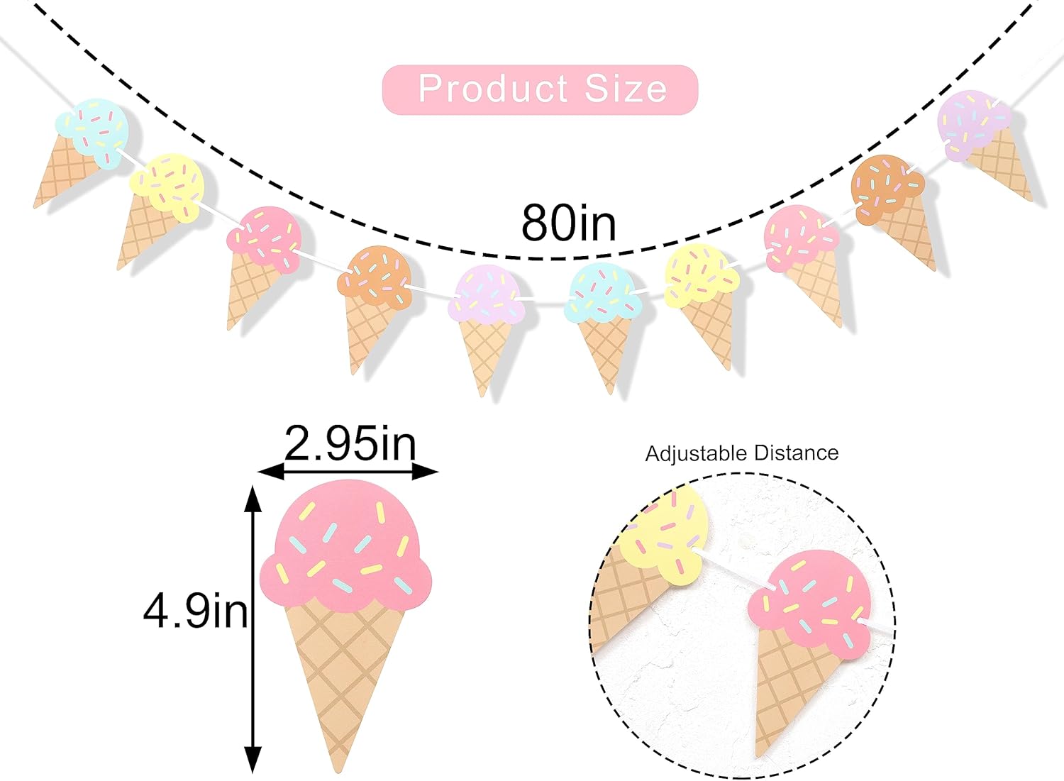 Ice Cream Birthday Banner for Kids and Family