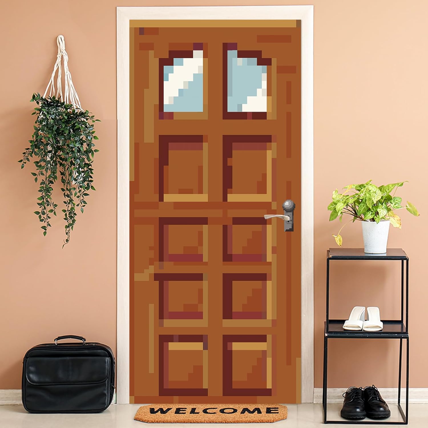Pixel Door Decor with Lanyards and Rope