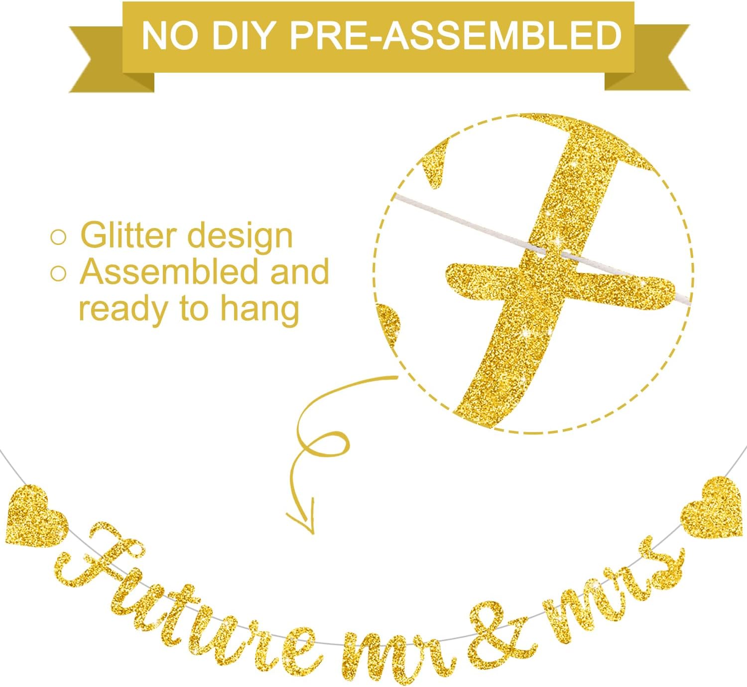 Glitter Gold Future Mr Mrs Decor Banner