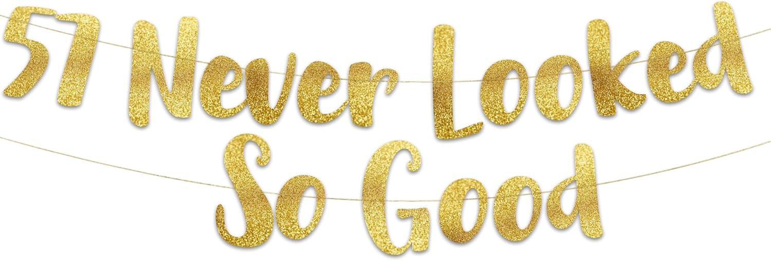 57th Anniversary Gold Glitter Banner
