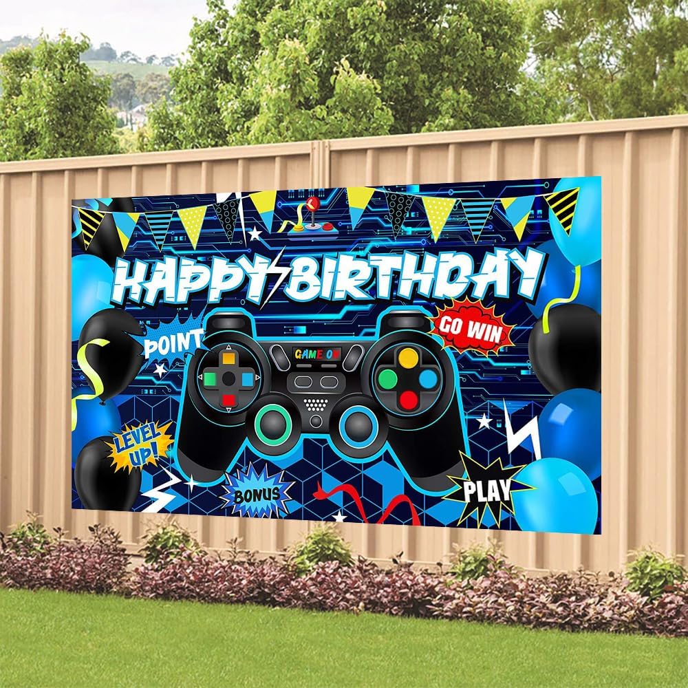 Gaming Birthday Backdrop Banner 708 x 472 Inches